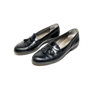 Bally Men's VGUC Black Leather Tassel Slip On Loafer Shoe Size 8.5 D